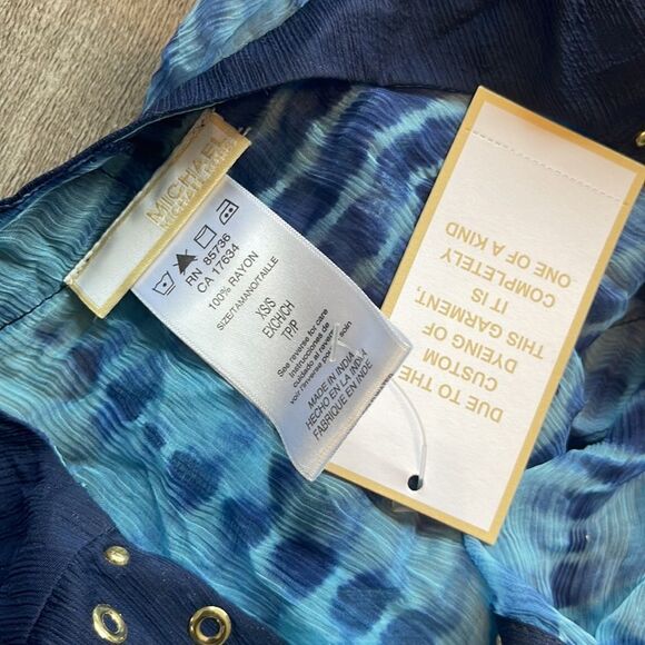 Michael Kors Tie Dye V-Neck Short Studded Caftan Cover-Up - Picture 4 of 4